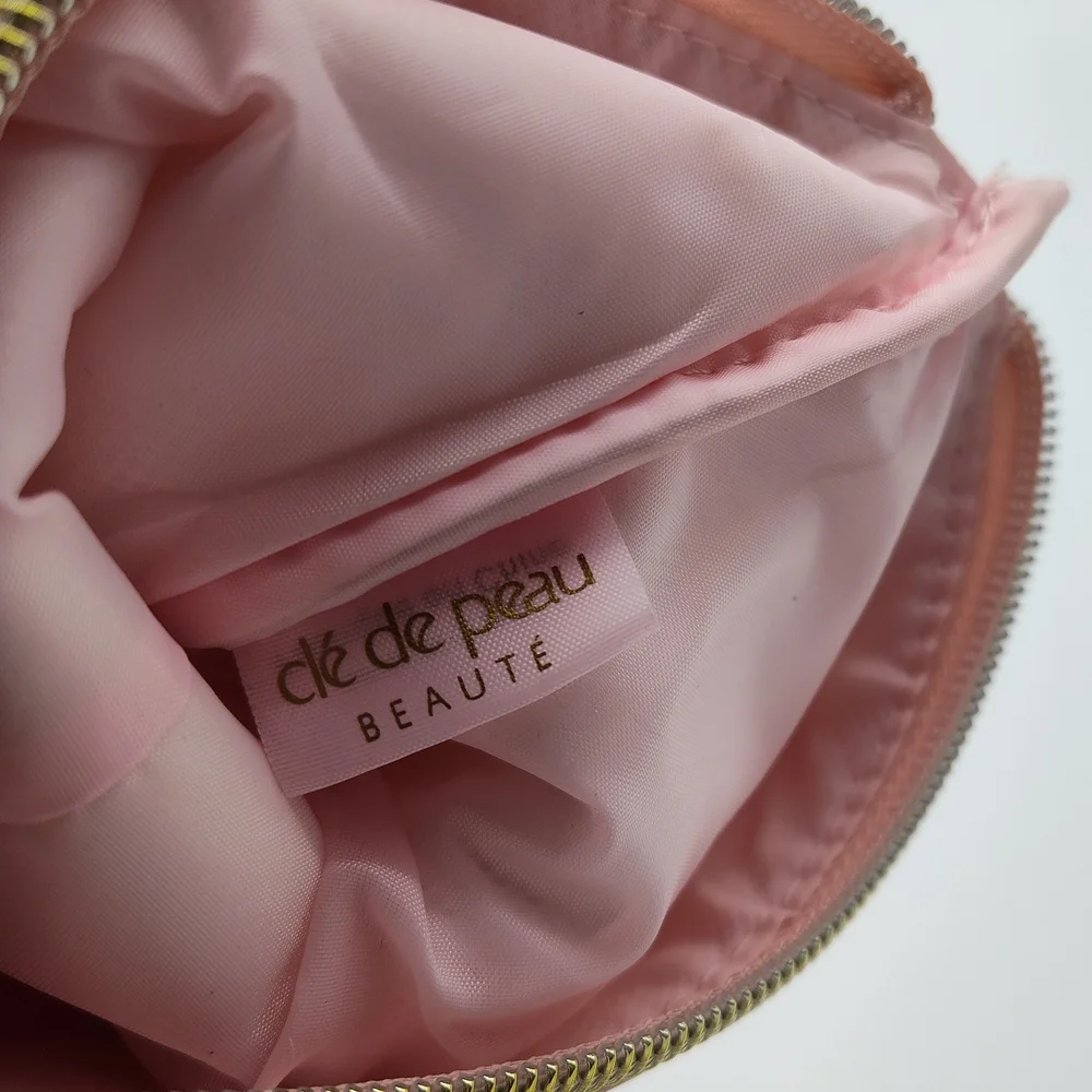 Clé de Peau Beauté Cosmetic Pouch Pink Gold Zipper Makeup Bag Ultra Luxe